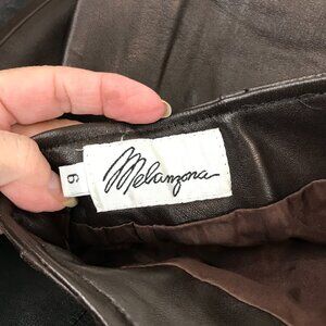 Women's Vintage Melanzona Black leather skirt, Size 6